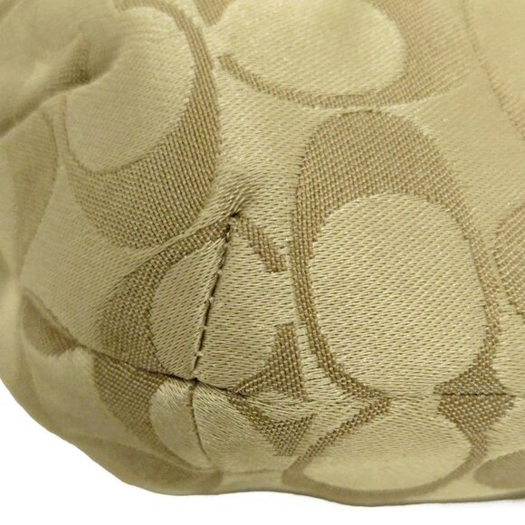 Auth COACH Signature - Khaki Jacquard Leather Shoulder Bag - Picture 4 of 10
